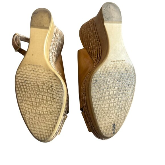 Stuart Weitzman Patent Leather Espadrille Wedge Sandals Heels Size 7 Women's - Picture 12 of 14